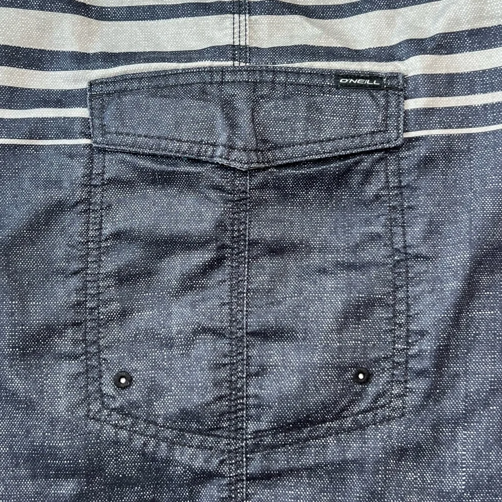 O’NEILL Board Shorts Cargo Side Pocket Swim Gradient Striped Gray Blue Men’s 40 - Picture 11 of 17
